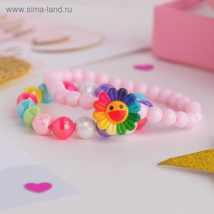 Набор детских браслетов "Выбражулька" 2шт, цветочек, цветные - Фото 1