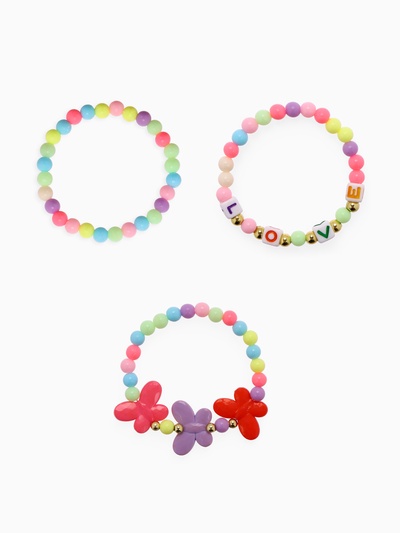 Набор детских браслетов «Выбражулька» 3 шт. d=5 см бабочки и буквы, цветные