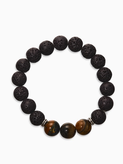 Браслет унисекс «Лава», тигровый глаз, чёрный/коричневый
