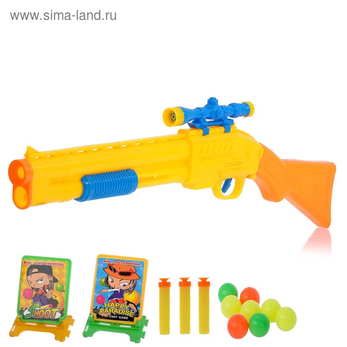 Ружьё «Охотник», стреляет мягкими пулями и шариками, с мишенями, цвета МИКС - Фото 1