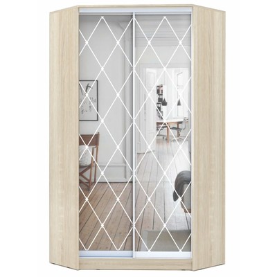 Шкаф - купе угловой «Хит - У - 22 - 4 - 66», с зеркалом, 1100×1100×2200 мм, цвет дуб сонома