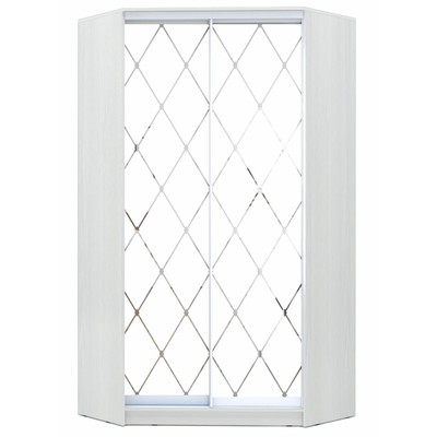 Угловой шкаф-купе Хит-У-22-4-66, 1100×1100×2200 мм, белый шагрень, ромб большой на матовом