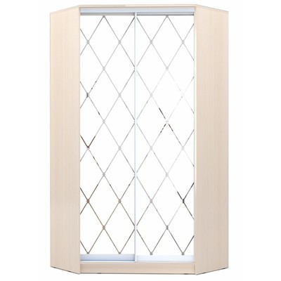 Угловой шкаф-купе Хит-У-22-4-66, 1100×1100×2200 мм, дуб молочный, ромб большой на матовом