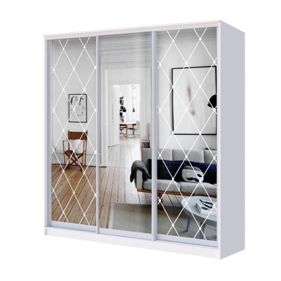 Шкаф - купе «Хит-22-20-656», с зеркалом, 2000×620×2200 мм, цвет белый шагрень