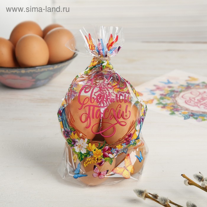 Пасхальный пакет с термонаклейкой «Пасхальный венок», 14.5 × 20 см - Фото 1