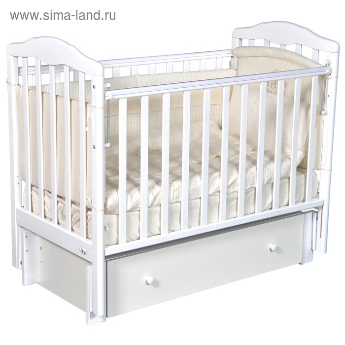 Детская кровать Oliver Elsa Premium, универсальный маятник, ящик, цвет белый