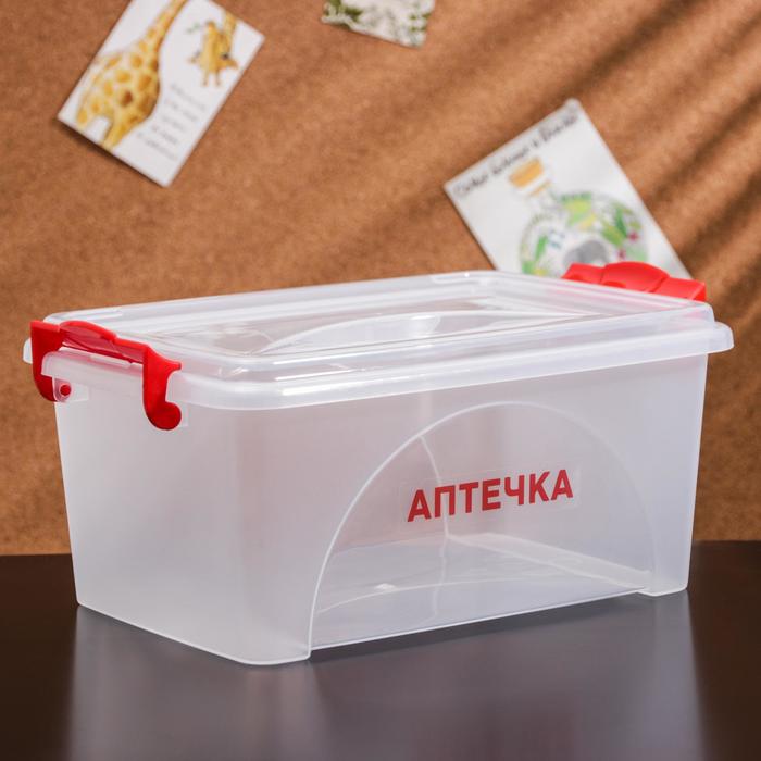 Контейнер прямоугольный Альтернатива «Аптечка», 4.5 л, с ручками, пластик, прозрачный - Фото 1