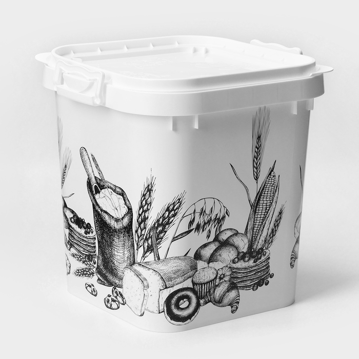 Ёмкость для муки и сахара Альтернатива, 25 л, с декором, пластик, белая, крышка МИКС - Фото 1