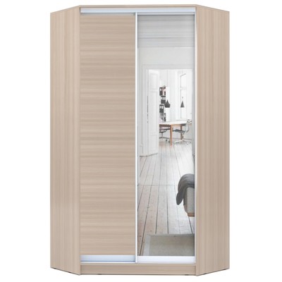 Шкаф – купе угловой «Хит – У – 22 – 4 – 15», с зеркалом, 1100×1100×2200 мм, цвет ясень шимо светлый