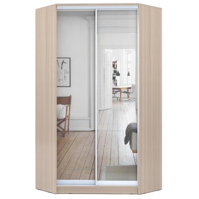 Шкаф – купе угловой «Хит – У – 22 – 4 – 55», с зеркалом, 1100×1100×2200 мм, цвет ясень шимо светлый