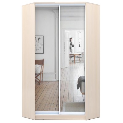 Шкаф – купе угловой «Хит – У – 22 – 4 – 55», с зеркалом, 1100×1100×2200 мм, цвет дуб молочный