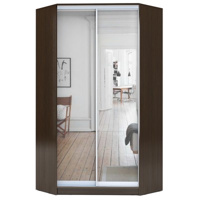 Шкаф – купе угловой «Хит – У – 22 – 4 – 55», с зеркалом, 1100×1100×2200 мм, цвет венге цаво
