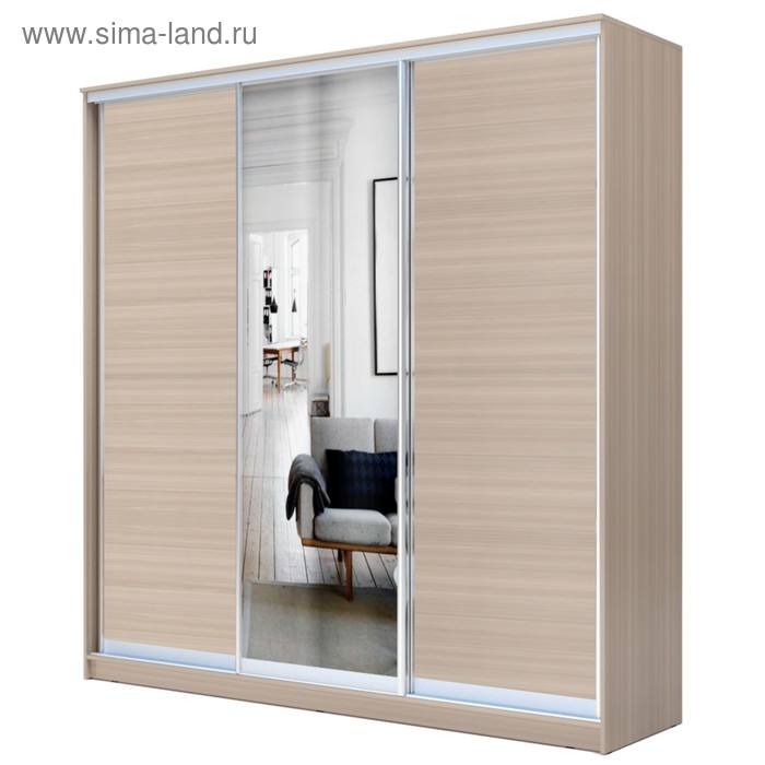 Шкаф - купе «Хит-22-18/2-151», 1800×620×2200 мм, с зеркалом, цвет ясень шимо светлый