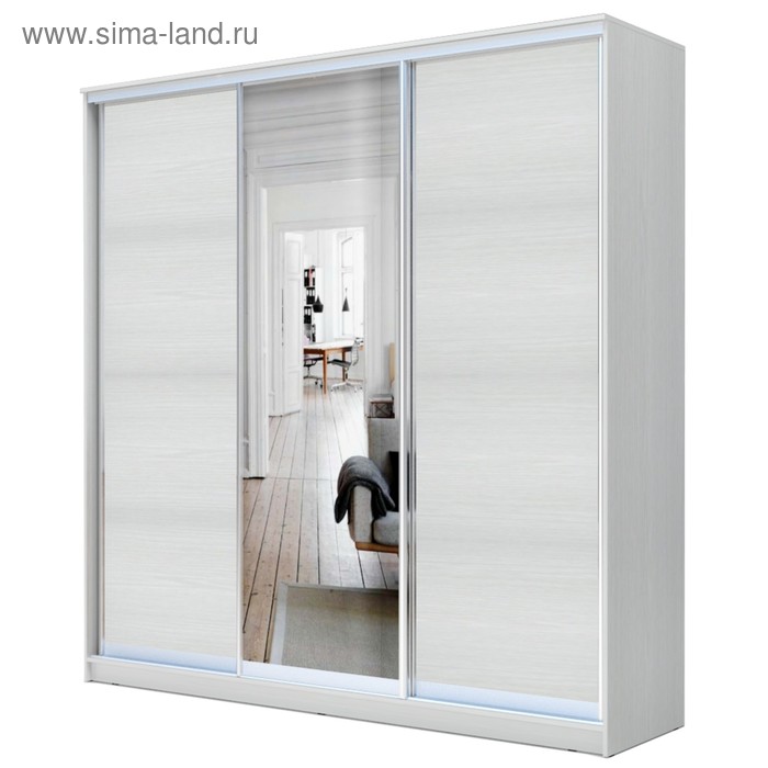 Шкаф - купе «Хит-22-18/2-151», 1800×620×2200 мм, с зеркалом, цвет белый шагрень