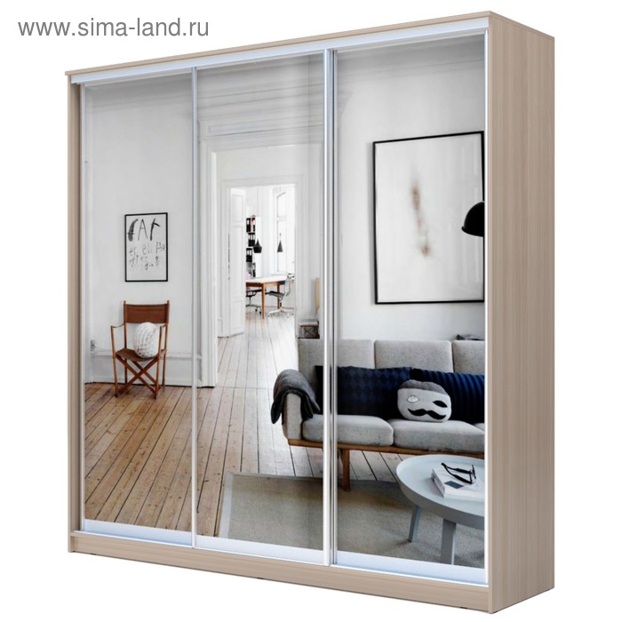 Шкаф - купе «Хит-22-18/2-555», 1800×620×2200 мм, с зеркалом, цвет ясень шимо светлый