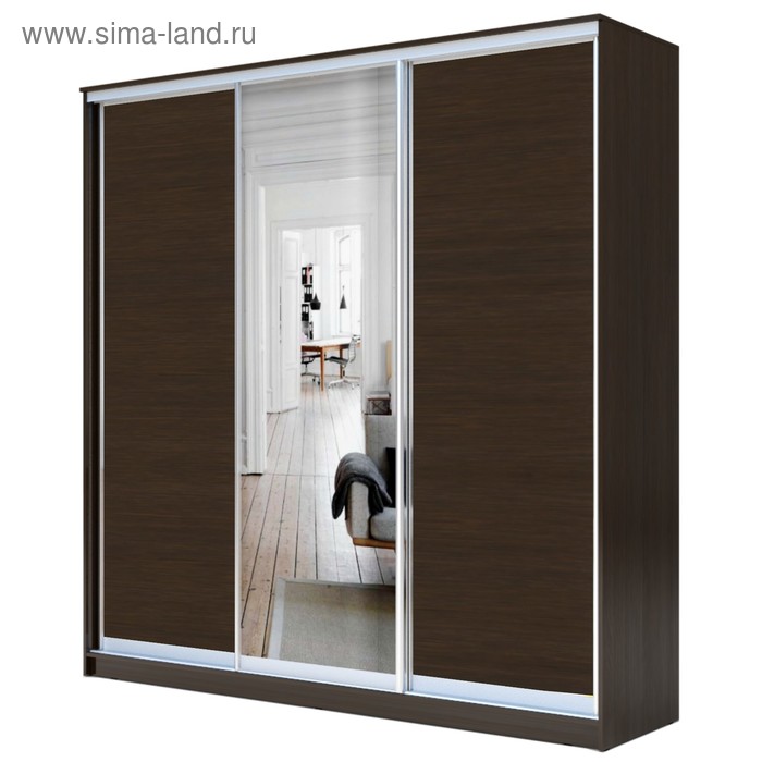 Шкаф - купе «Хит-22-20/2-151», 2000×620×2200 мм, с зеркалом, цвет венге цаво