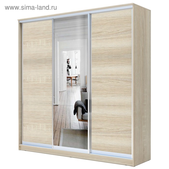 Шкаф - купе «Хит-22-20/2-151», 2000×620×2200 мм, с зеркалом, цвет дуб сонома