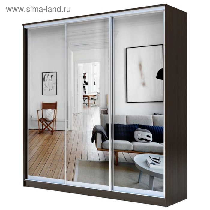 Шкаф - купе «Хит-22-20/2-555», 2000×620×2200 мм, с зеркалом, цвет венге цаво