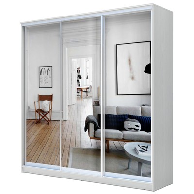 Шкаф-купе Хит-22-20/2-555, 2000×620×2200 мм, зеркало, цвет белый шагрень