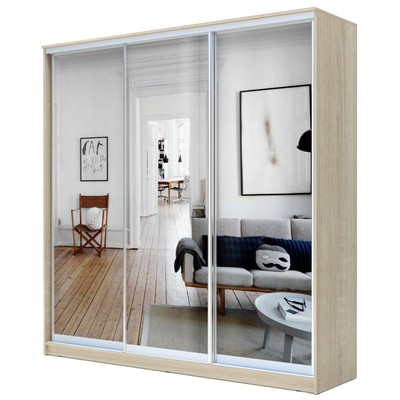 Шкаф - купе «Хит-22-20/2-555», с зеркалом, 2000×620×2200 мм, цвет дуб сонома