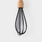 Венчик для взбивания Доляна «Макота», 28 см, силикон, дерево, чёрный - Фото 4