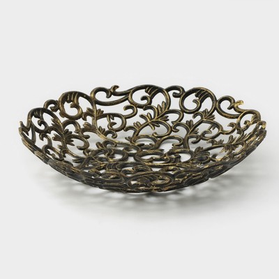 Ваза для фруктов и хлеба «Роскошь. Антик», d=25 см, чёрный, золотистый