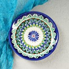 Набор для блинов Риштанская керамика, 7 предметов: ляган d=25 см, 6 тарелок d=15 см, разноцветный - Фото 3