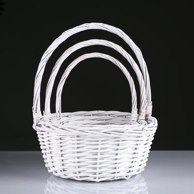 Плетёная корзина для хранения Noma, лоза, с ручкой, белая, набор 3 шт.