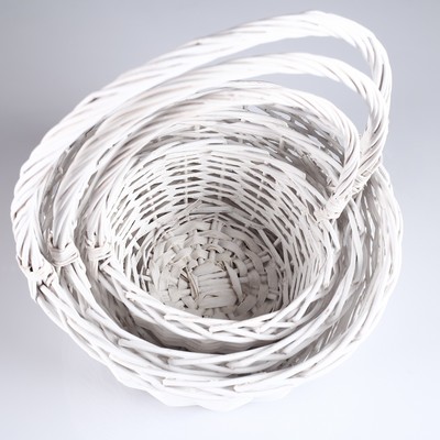 Плетёная корзина для хранения Noma, лоза, с ручкой, белая, набор 3 шт.