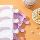 Форма для мороженого «Клубника со сливками», силикон, 19.5×11.5 см, 4 ячейки (6.7×3.7 см), МИКС - Фото 5