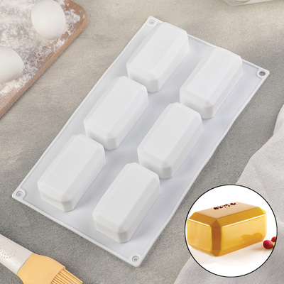 Форма для муссовых десертов и выпечки Доляна «Слиток золота», 29,5×17×3,5 см, 6 ячеек (8,6×4,5 см), цвет белый