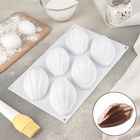 Форма для муссовых десертов и выпечки Доляна «Какао бобы», 29,5×19 см, 6 ячеек, цвет белый - Фото 1