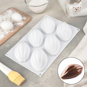 Форма силиконовая для муссовых десертов и выпечки Доляна «Какао бобы», 29,5×19 см, цвет белый