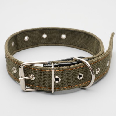 Ошейник брезентовый безразмерный двухслойный, 72×3.5 см, ОШ 45-60 см, хаки