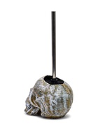 Ёршик для унитаза с подставкой «Череп», стальная ручка, 16×15×22 см, белый - Фото 14