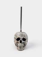 Ёршик для унитаза с подставкой «Череп», стальная ручка, 16×15×22 см, белый - Фото 3