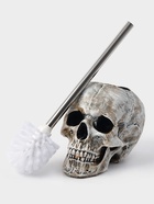 Ёршик для унитаза с подставкой «Череп», стальная ручка, 16×15×22 см, белый - Фото 4