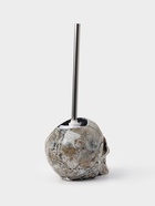 Ёршик для унитаза с подставкой «Череп», стальная ручка, 16×15×22 см, белый - Фото 9