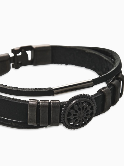 Браслет мужской «Компас», цвет чёрный с чернёным серебром, 20.5 см