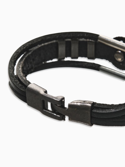 Браслет мужской «Компас», цвет чёрный с чернёным серебром, 20.5 см
