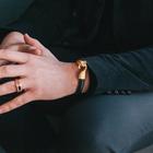 Браслет мужской «Анаконда», цвет чёрный с золотом, 22 см - Фото 2