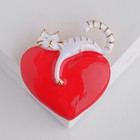 Брошь «Кот мартовский», цвет красно-белый в золоте - Фото 2