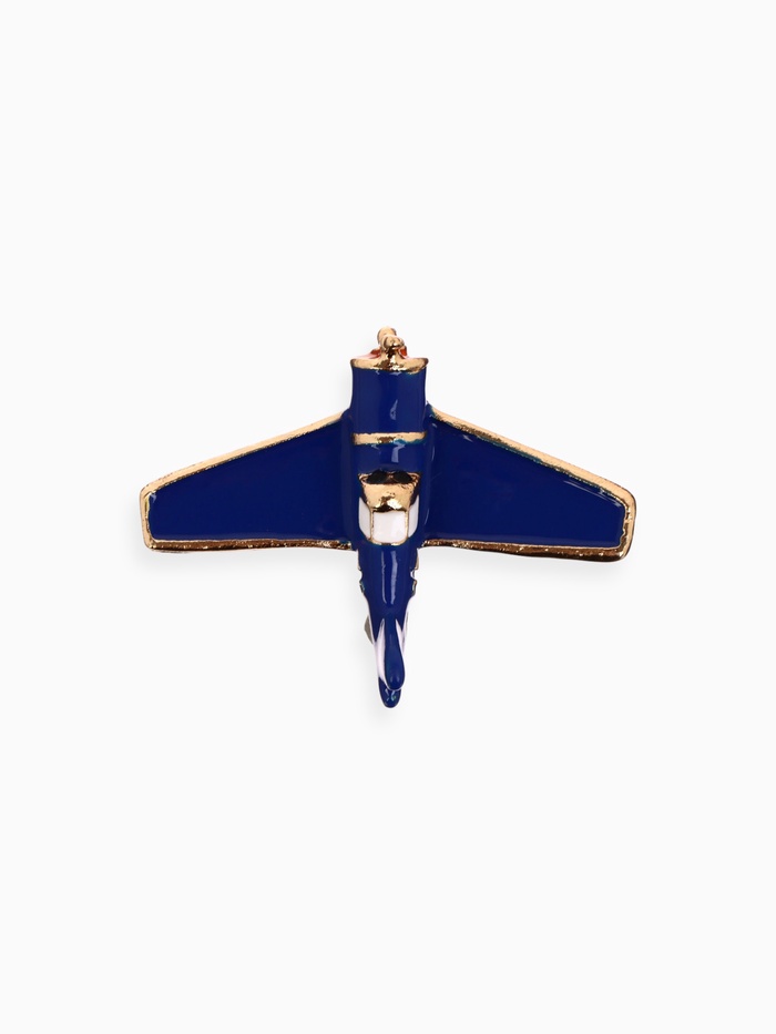 Брошь «Самолёт» с пропеллером, цвет синий в золоте - Фото 1
