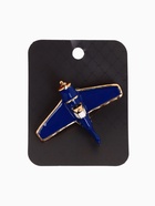 Брошь «Самолёт» с пропеллером, цвет синий в золоте - Фото 4