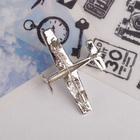 Брошь «Самолёт» с пропеллером, цвет бело-синий в серебре - Фото 2