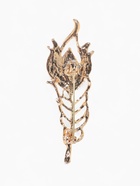 Брошь «Перо павлина», цветная в розовом золоте - Фото 3