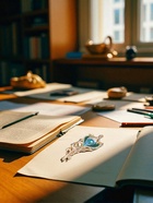 Брошь «Перо павлина», цветная в розовом золоте - Фото 5