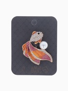 Брошь «Золотая рыбка с жемчужиной», разноцветная в золоте - Фото 4