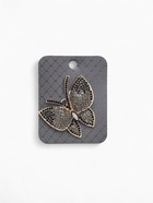 Брошь «Бабочка», серо-чёрная в золоте - Фото 4