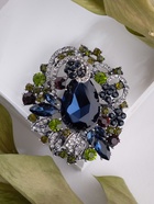 Брошь "Императрица" самоцветная, цветная в серебре - фото 809437335